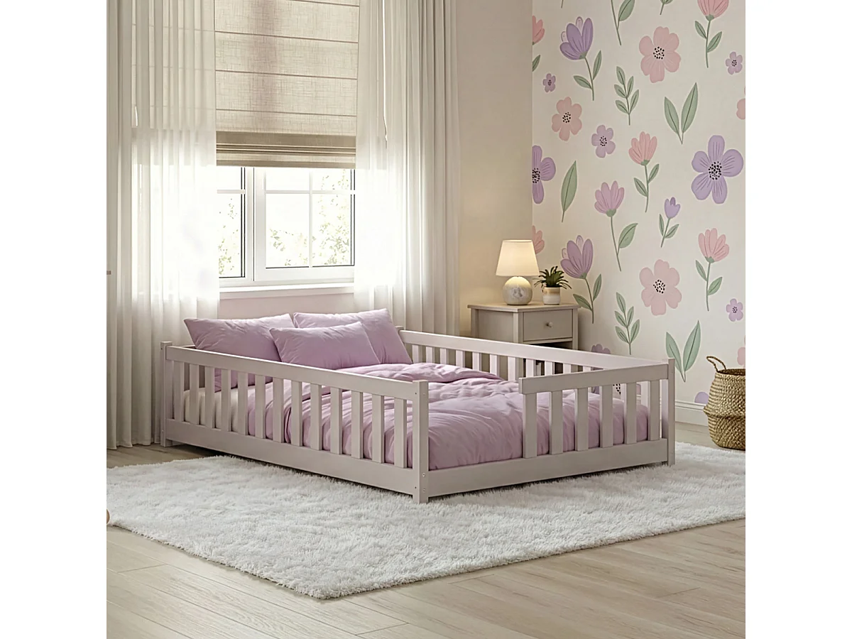 Lit au sol 120x200 sommier inclus Théa Cachemire