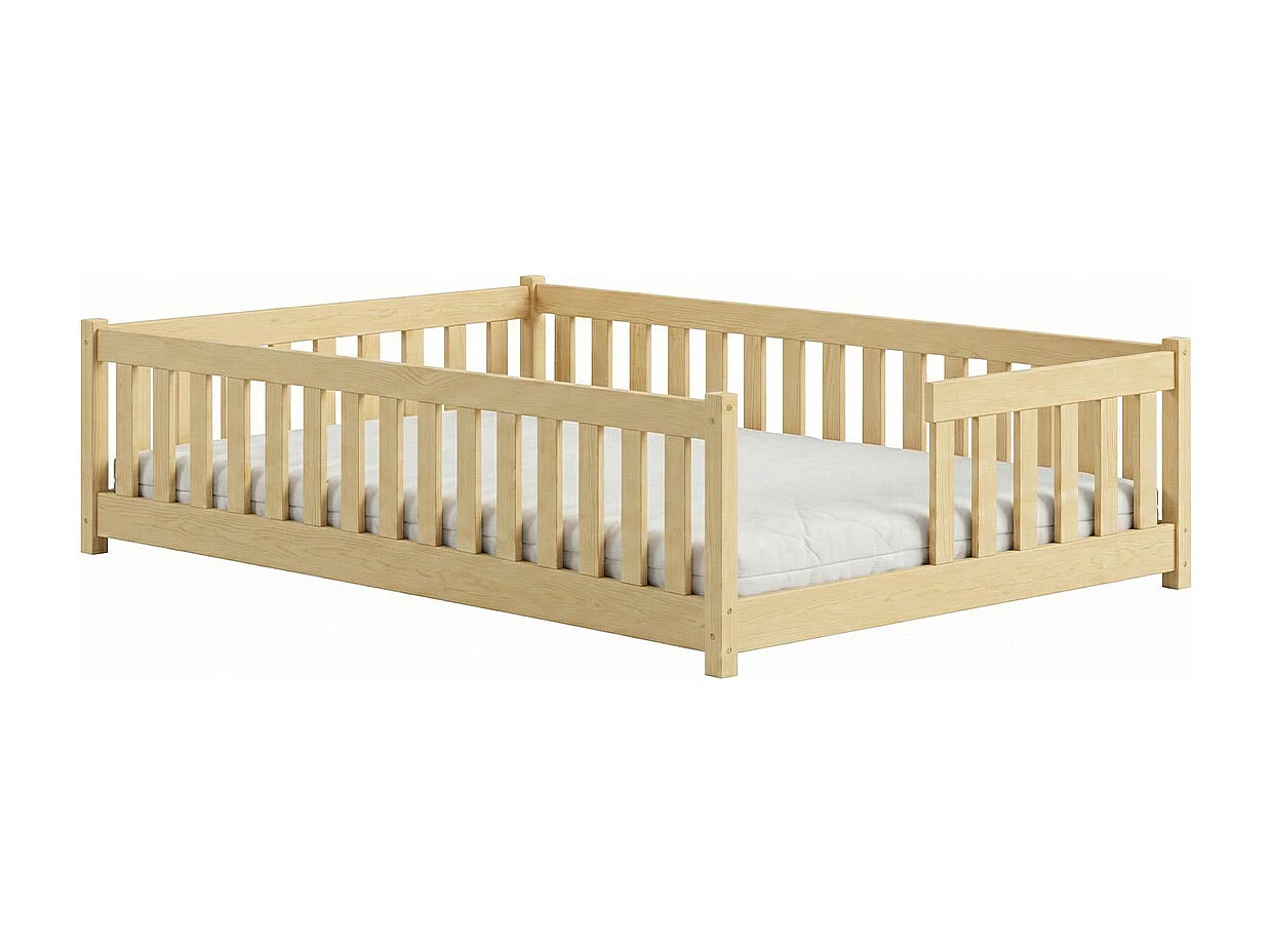 Lit au sol 140x200 sommier inclus Théa Bois