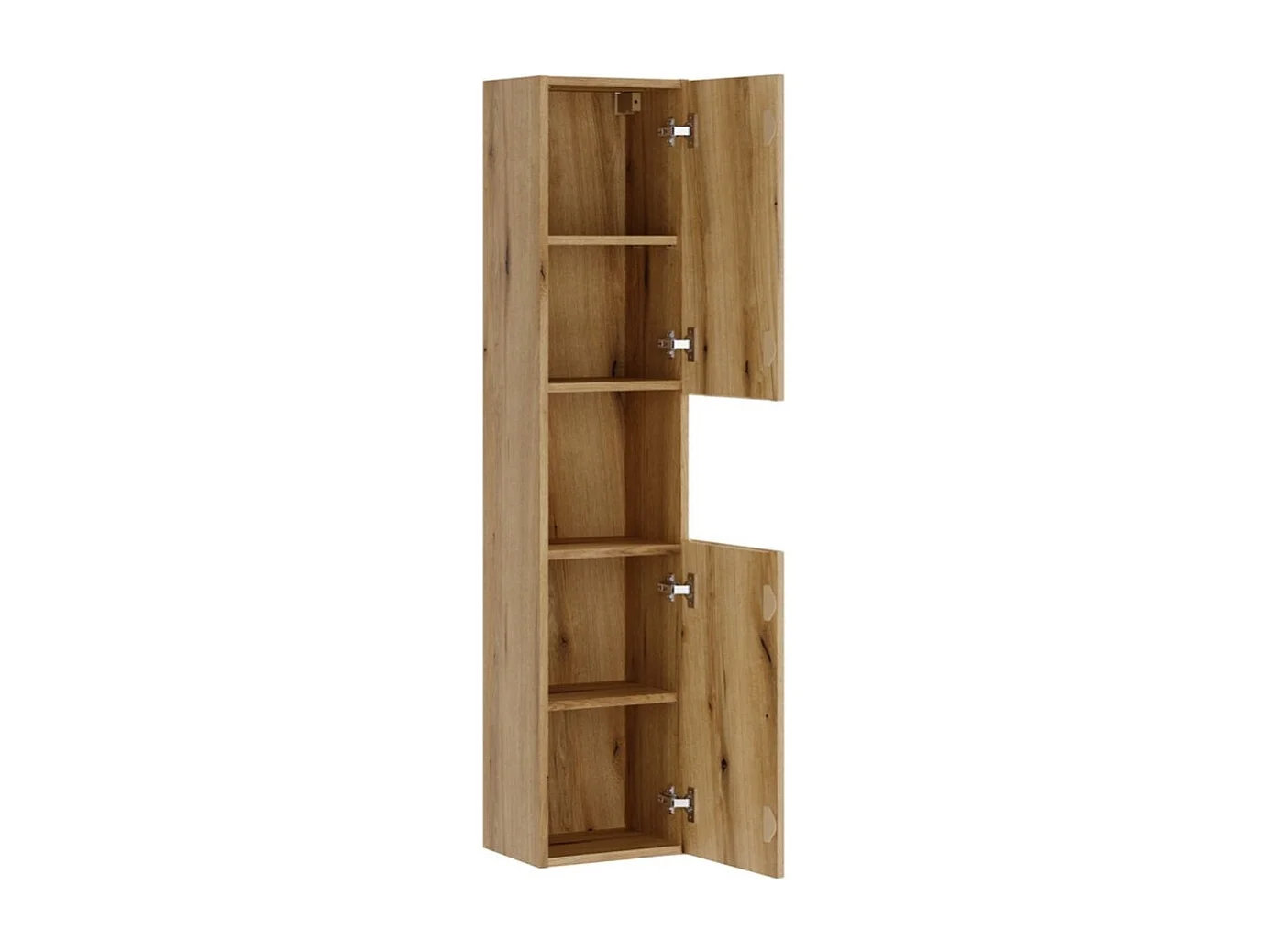 Ensemble VANO roble claro 110cm: muebles bajo lavabo con cajones y nichos visibles + plan para lavabo + columna