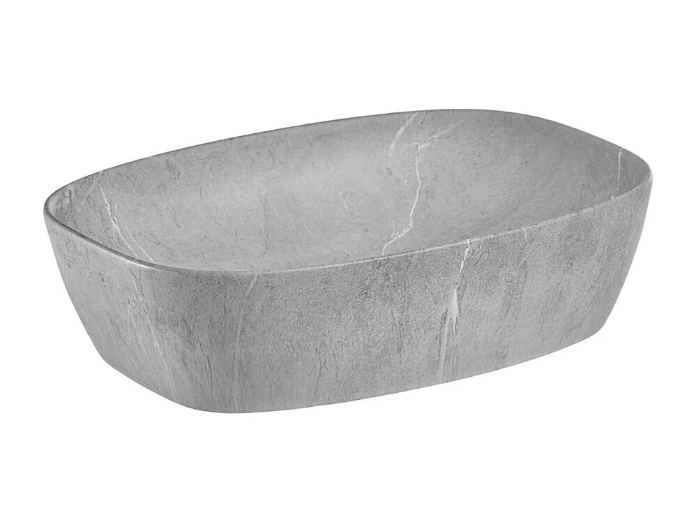 Ensemble VANO bleu denim et chêne clair 170cm : meubles sous vasque à tiroirs avec niches visibles + vasques grises + colonne