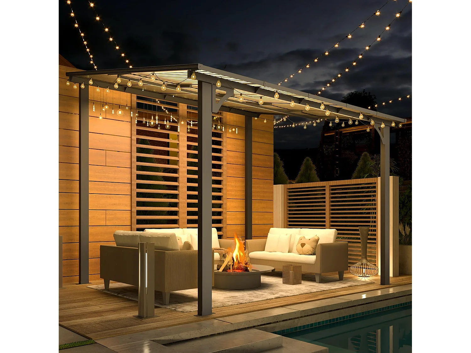YODOLLA - Pergola Murale en Aluminium - toit incliné - Résistant aux UV & Vent - Tonnelle Jardin Exterieur - 2.4x3m - Noir