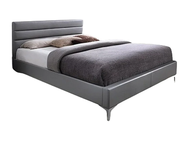 Bett mit Lattenrost THOMAS 160x200 in Kunstleder, Farbe Grau