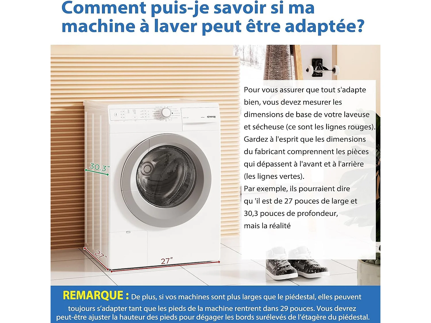 YODOLLA Support Machine à Laver 73x73x58 cm - Métal, Charge 320kg - avec Tiroir et Placard, Pieds Antidérapants - Noir