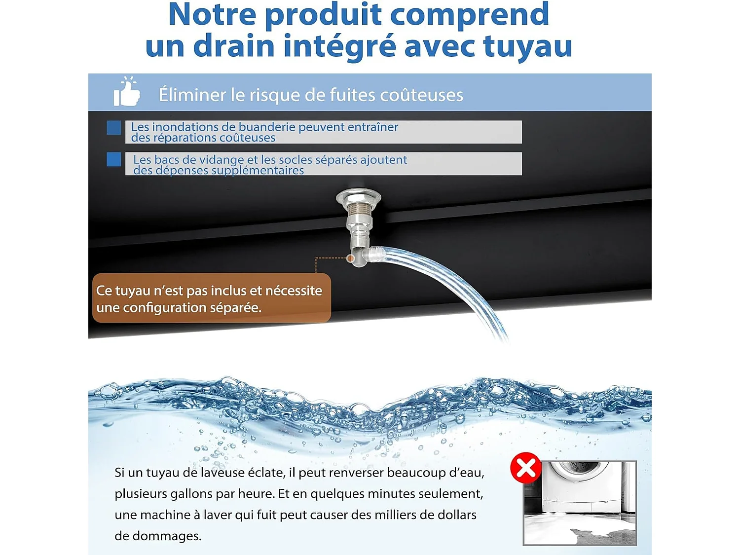 YODOLLA Support Machine à Laver 73x73x58 cm - Métal, Charge 320kg - avec Tiroir et Placard, Pieds Antidérapants - Noir