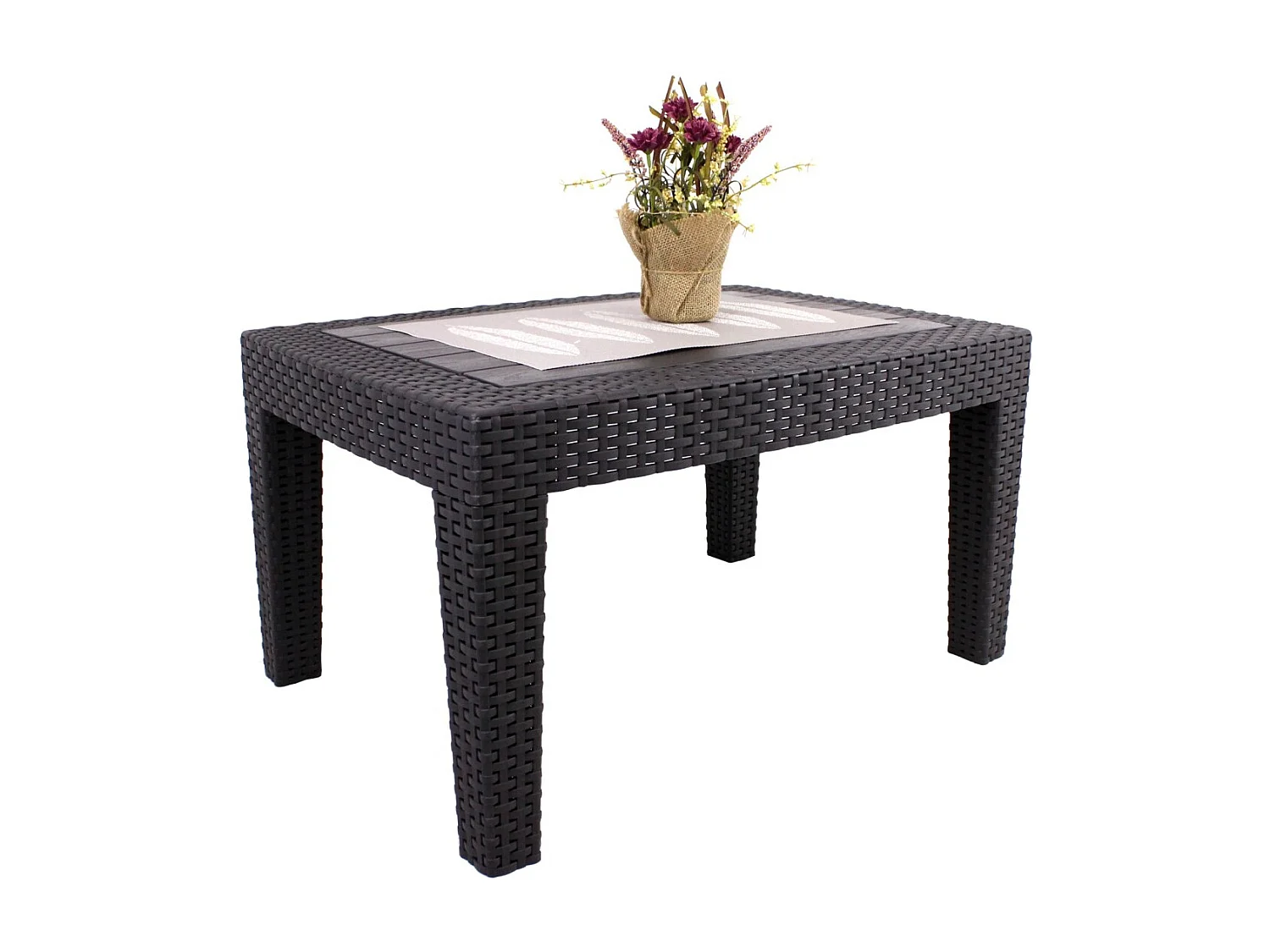Tuinset KALVOR 2 zitplaatsen antraciet met lage tafel en stoelen