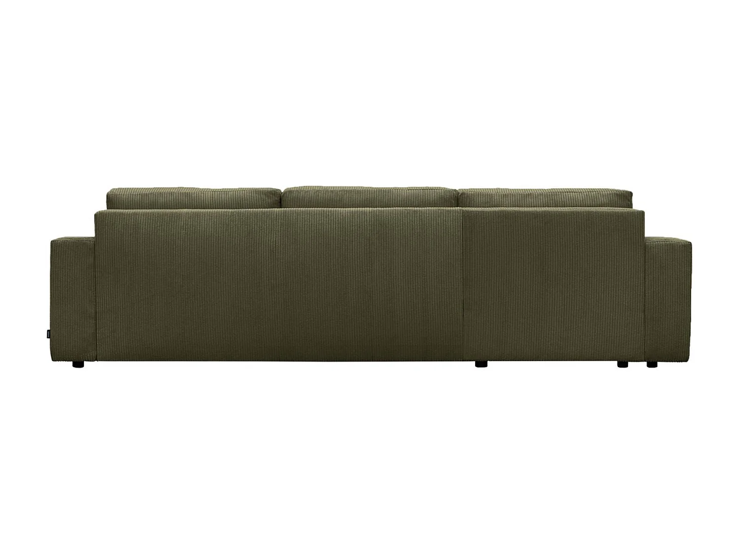 Canapé d'angle convertible réversible 5 places velours côtelé kaki avec coffre de rangement - Theo