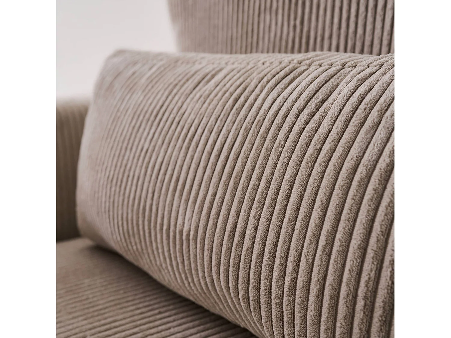 Canapé d'angle convertible réversible 5 places velours côtelé taupe avec coffre de rangement - Theo