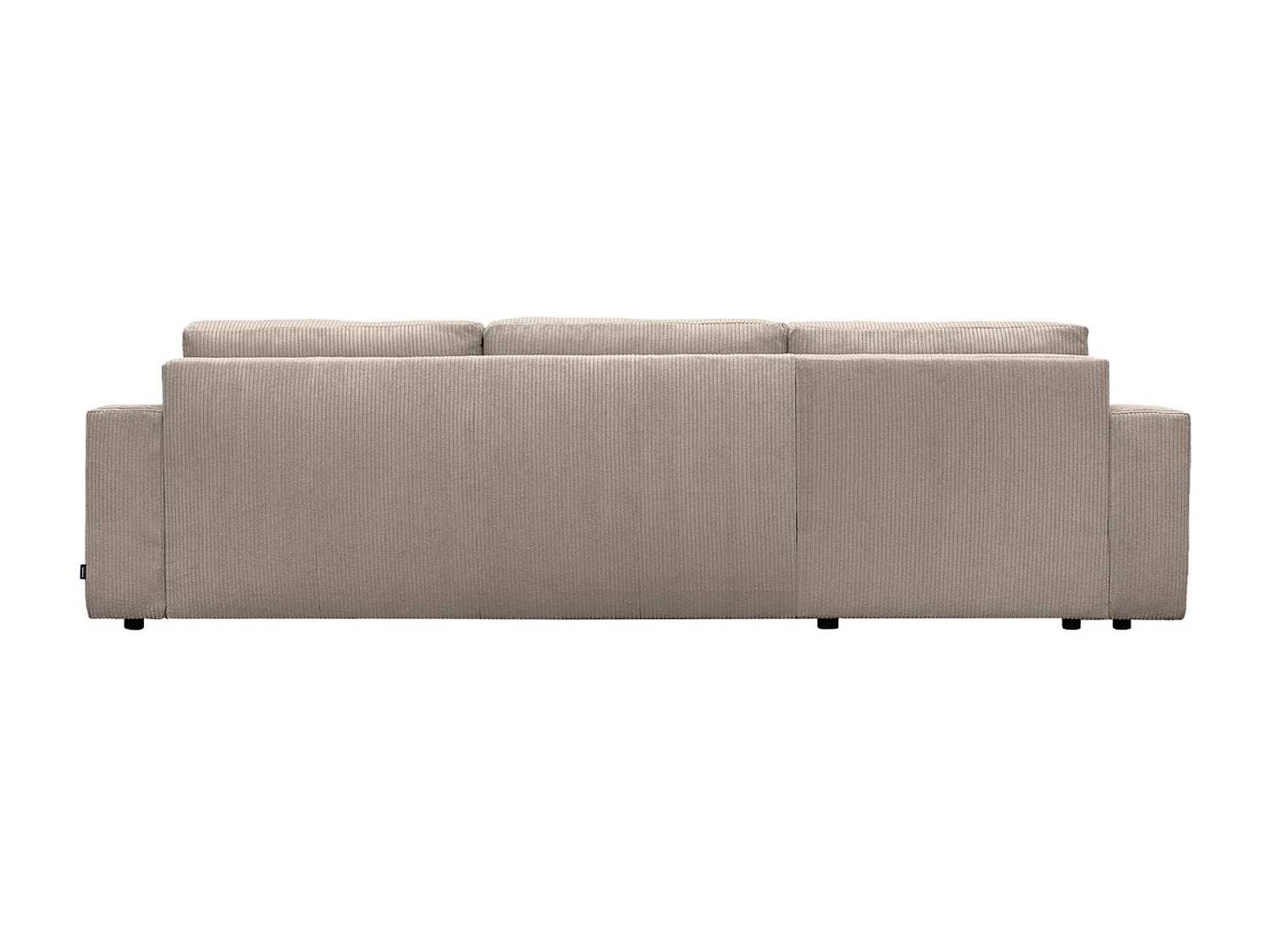 Canapé d'angle convertible réversible 5 places velours côtelé taupe avec coffre de rangement - Theo