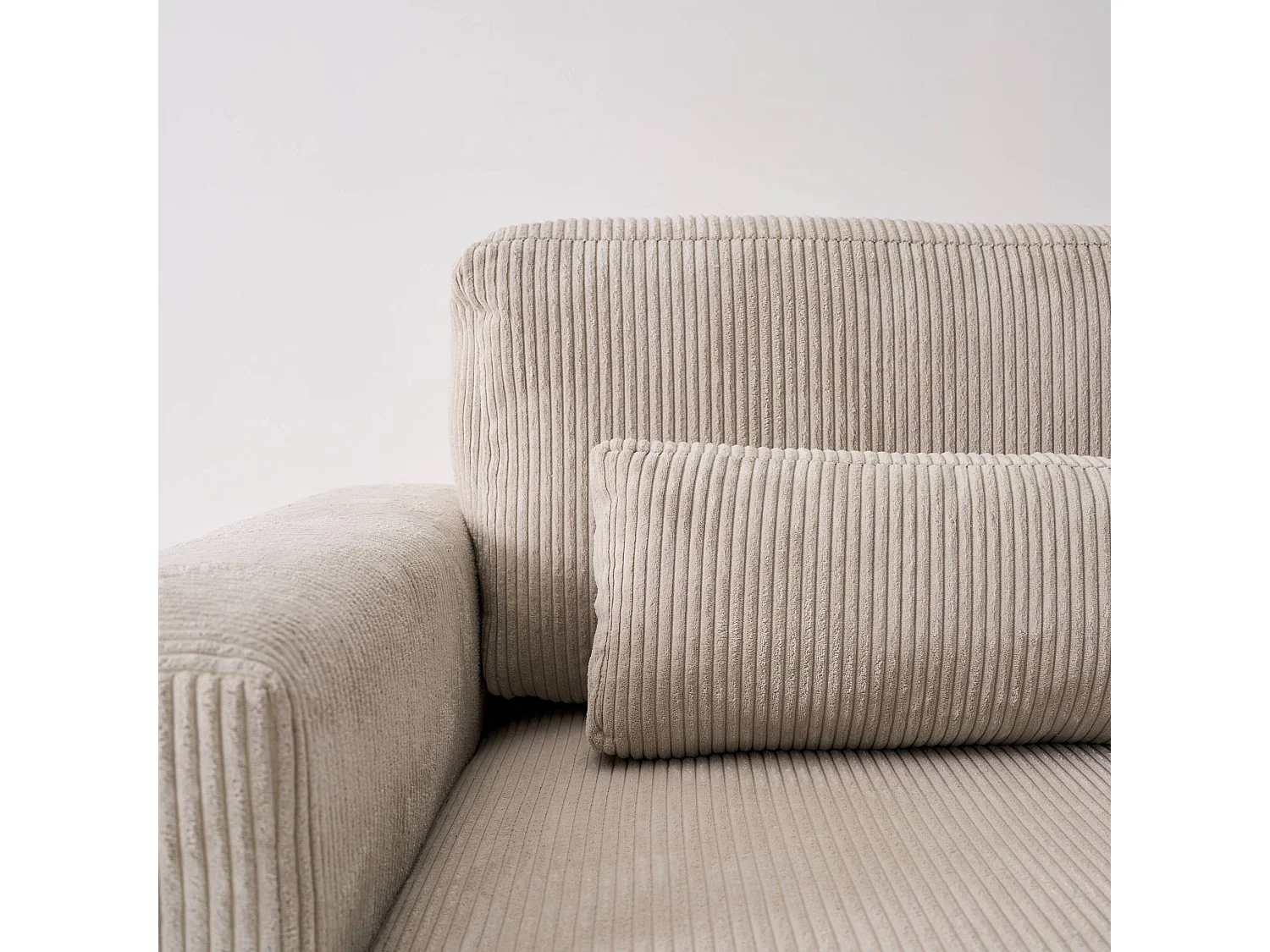Canapé d'angle convertible réversible 5 places velours côtelé greige avec coffre de rangement - Theo