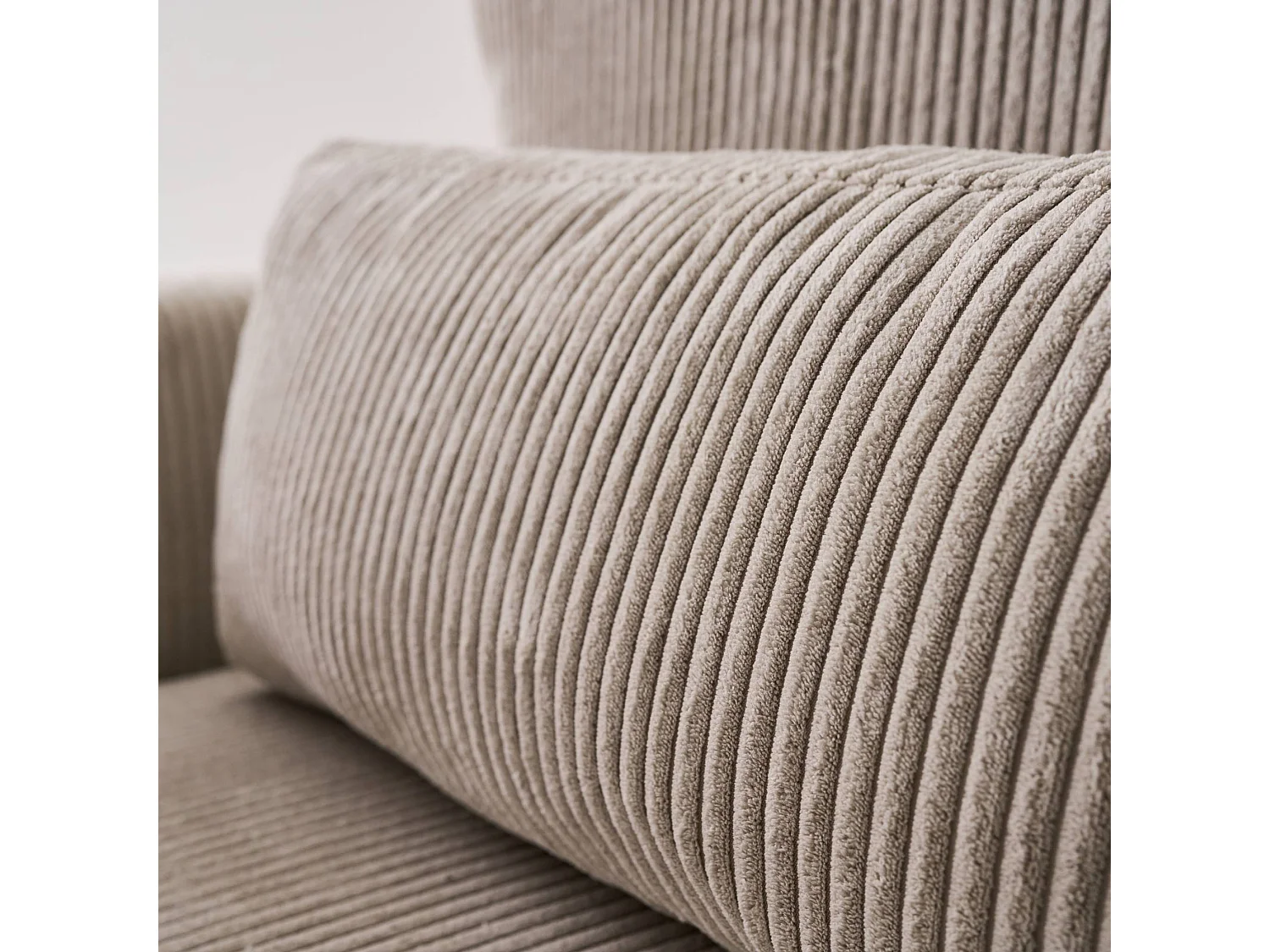 Canapé d'angle convertible réversible 5 places velours côtelé greige avec coffre de rangement - Theo