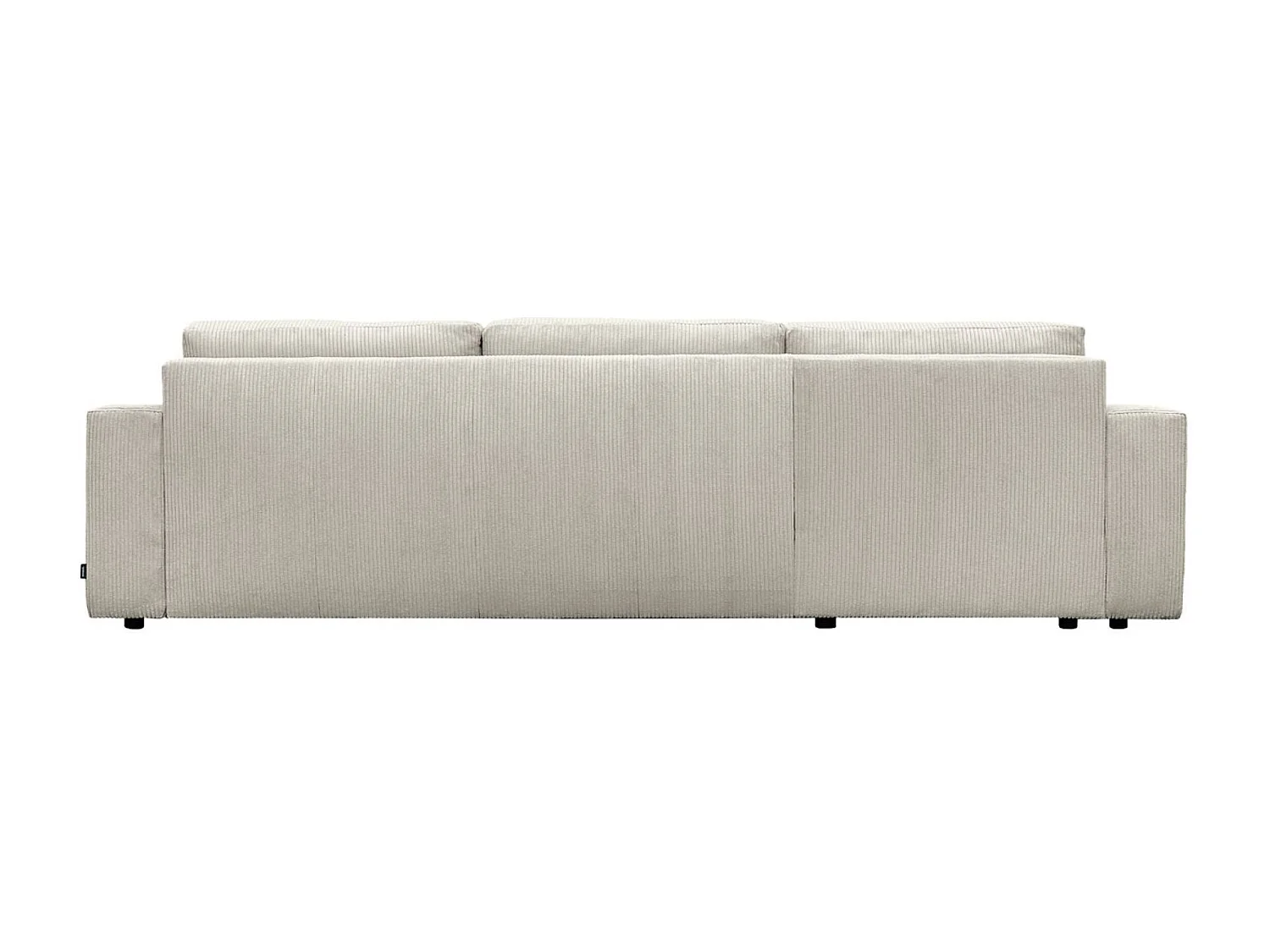 Canapé d'angle convertible réversible 5 places velours côtelé greige avec coffre de rangement - Theo