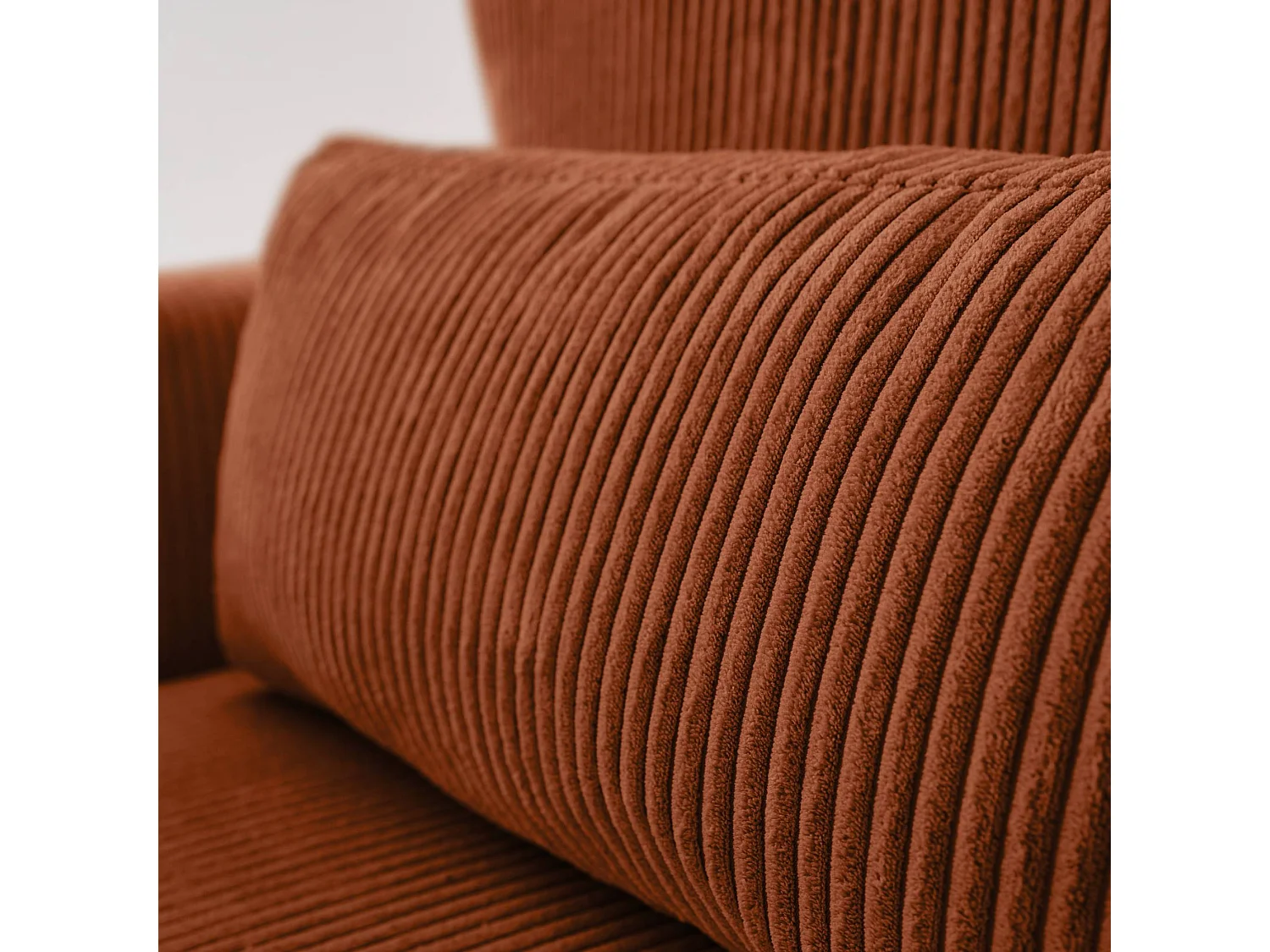 Canapé d'angle convertible réversible 5 places velours côtelé camel avec coffre de rangement - Theo