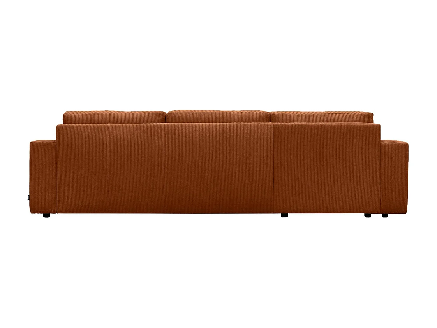 Canapé d'angle convertible réversible 5 places velours côtelé camel avec coffre de rangement - Theo