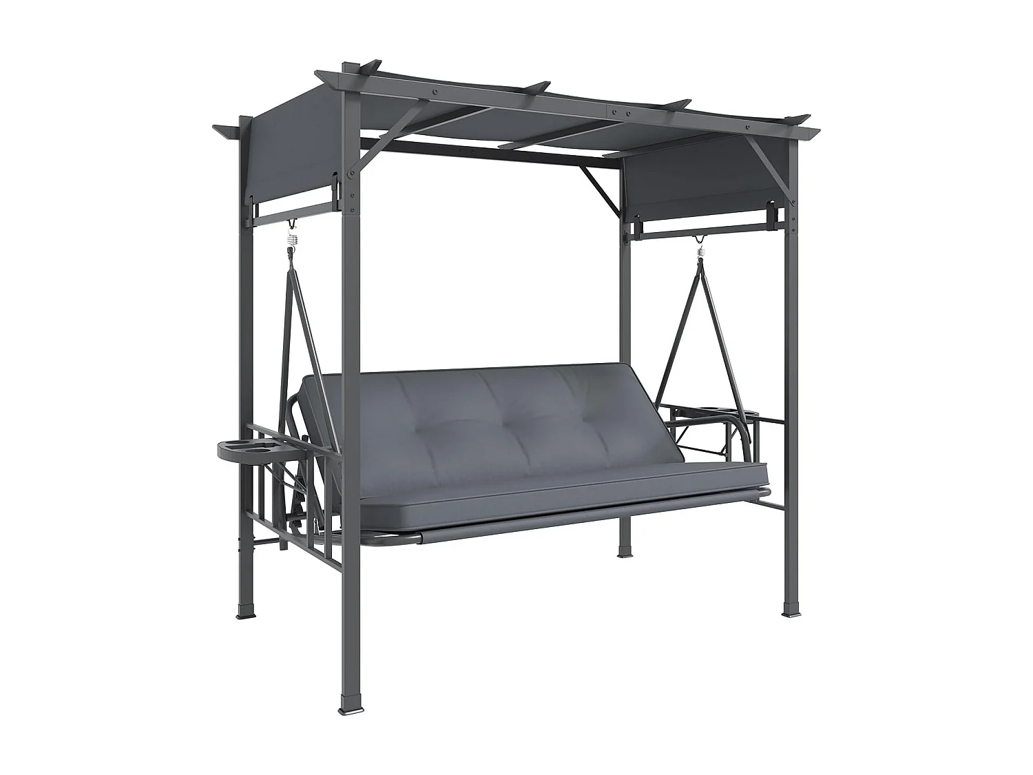 YODOLLA Balancelle de Jardin 3 Places - Convertible en Lit - Toile d'Ombre, 226x128x191 cm - Gris