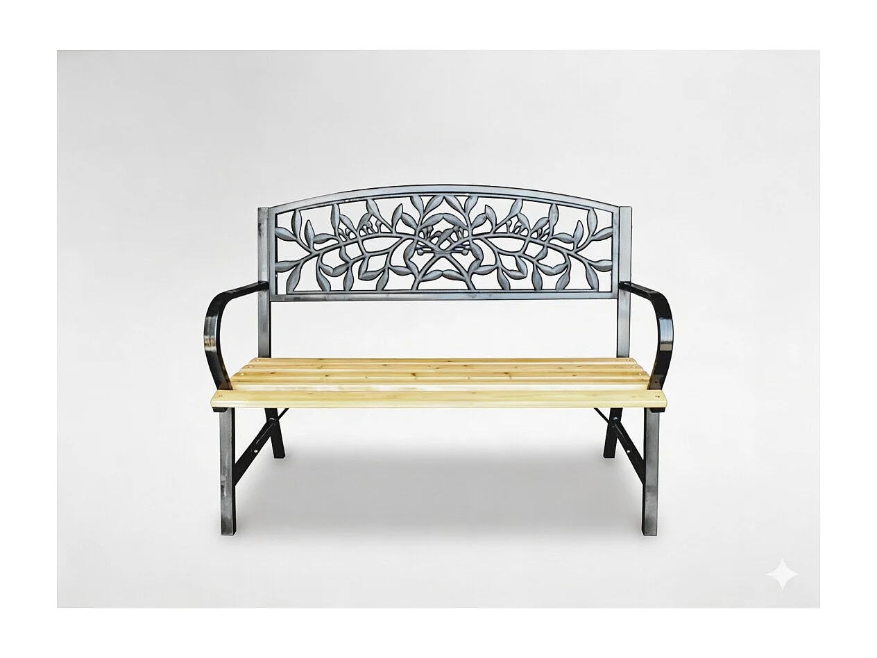 Panchina da esterno FERONA 120 cm legno e acciaio nero giardino terrazza