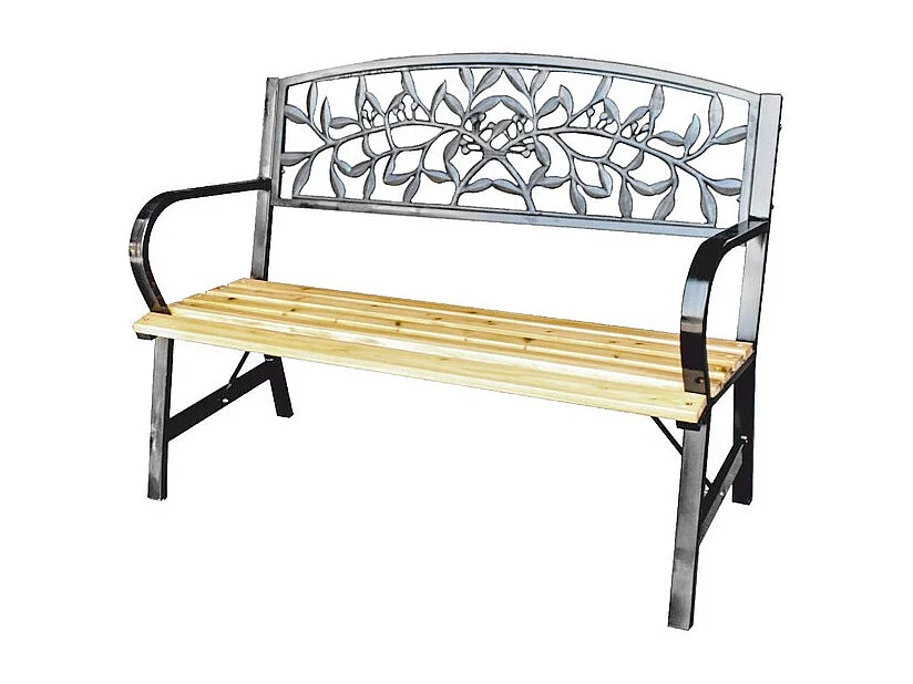 Panchina da esterno FERONA 120 cm legno e acciaio nero giardino terrazza