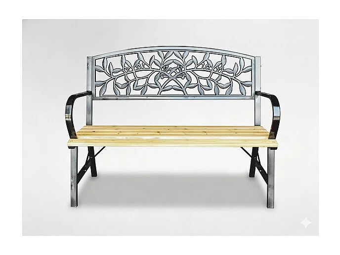 Panchina da esterno FERONA 120 cm legno e acciaio nero giardino terrazza