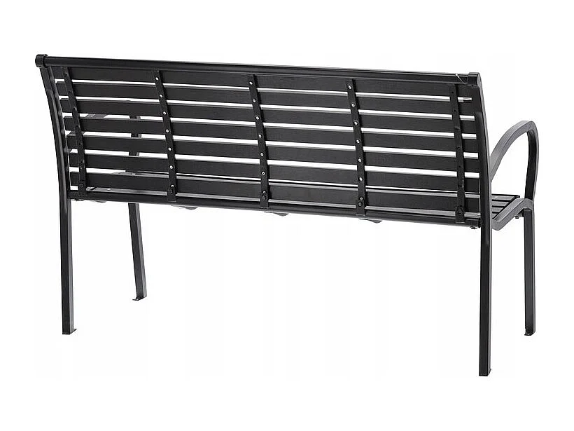 Panchina da esterno MODERNA 125 cm in acciaio e plastica nera design per giardino e terrazza