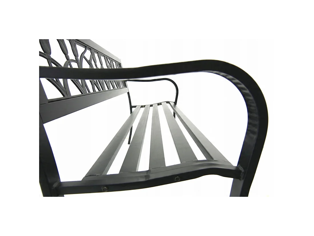 Panchina da esterno MODERNA 125 cm in acciaio nero con motivo rose