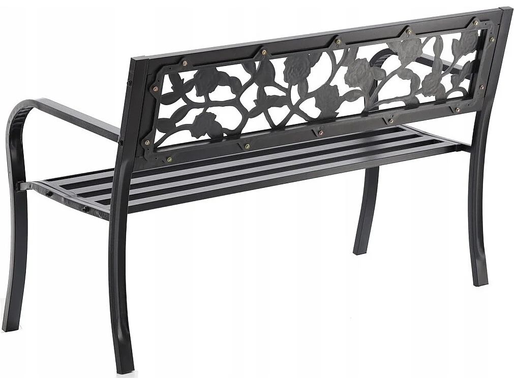 Panchina da esterno MODERNA 125 cm in acciaio nero con motivo rose