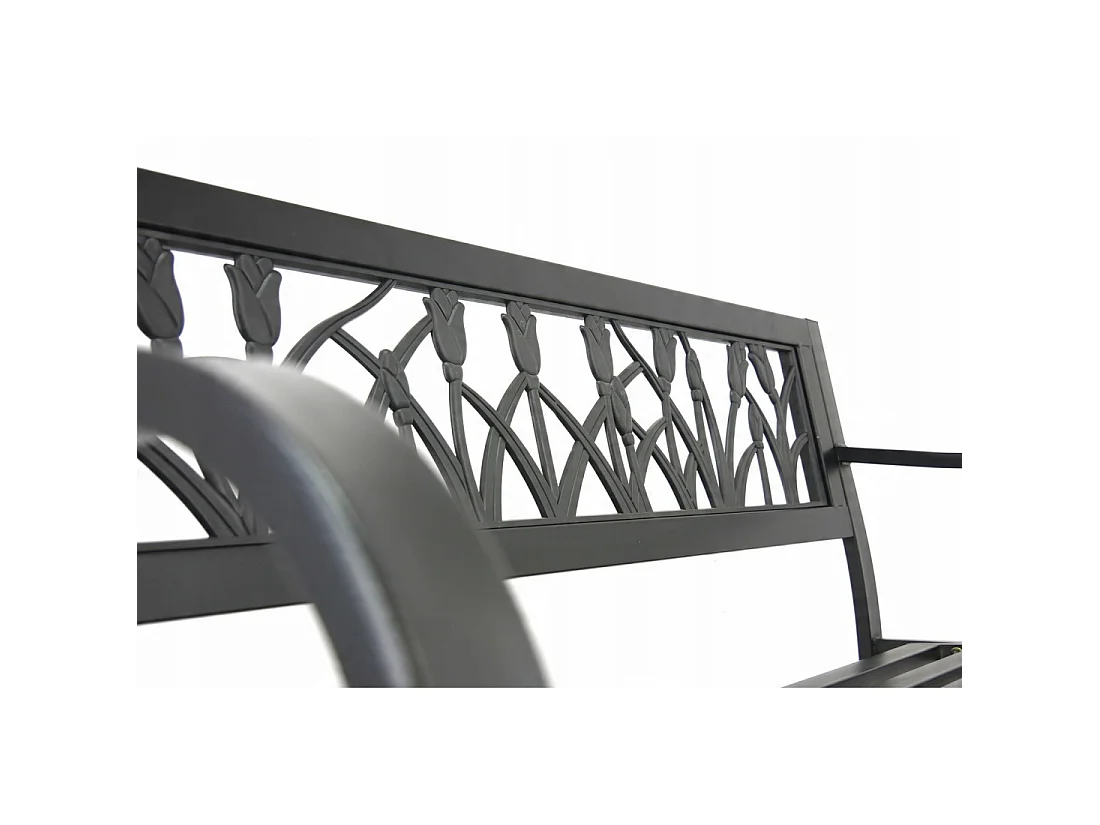 Panchina da esterno MODERNA 125 cm in acciaio nero con motivo rose