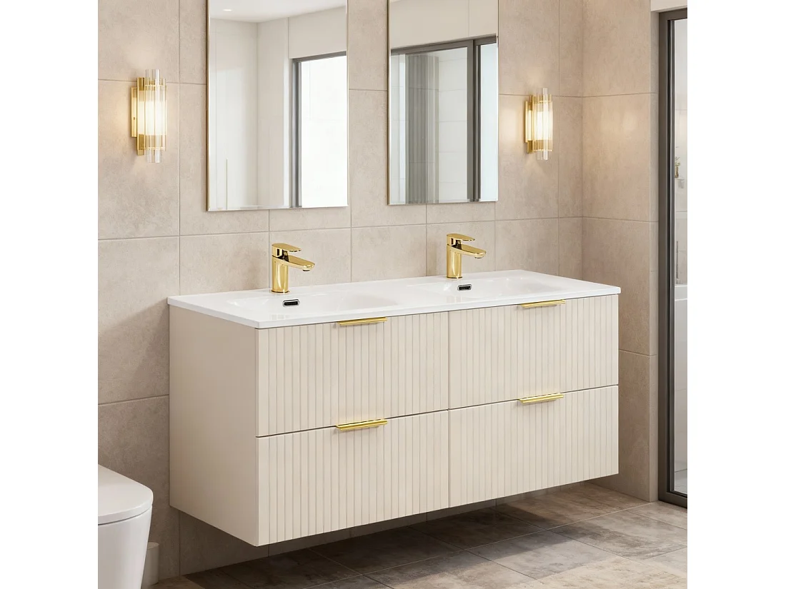 Meuble sous vasque NOXERA 120 cm – Marron congo – Double vasque encastrée