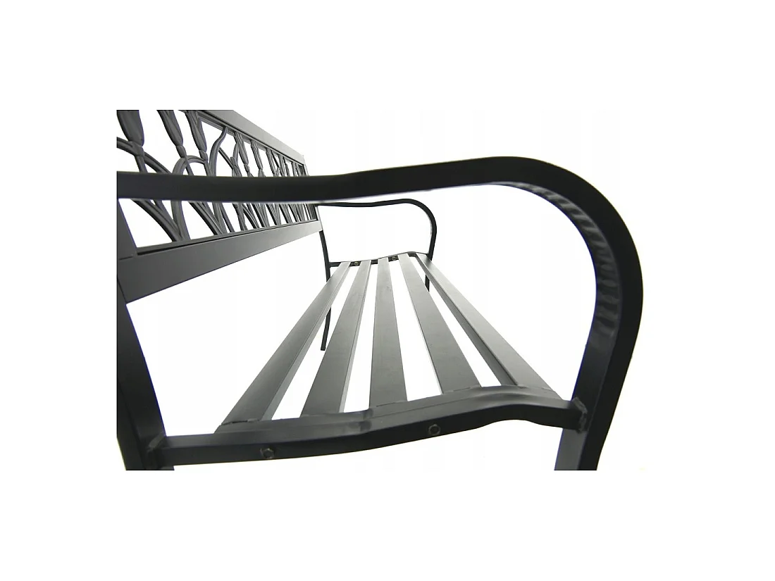 Panchina da esterno FERONA 125 cm in acciaio nero con motivo tulipani design giardino