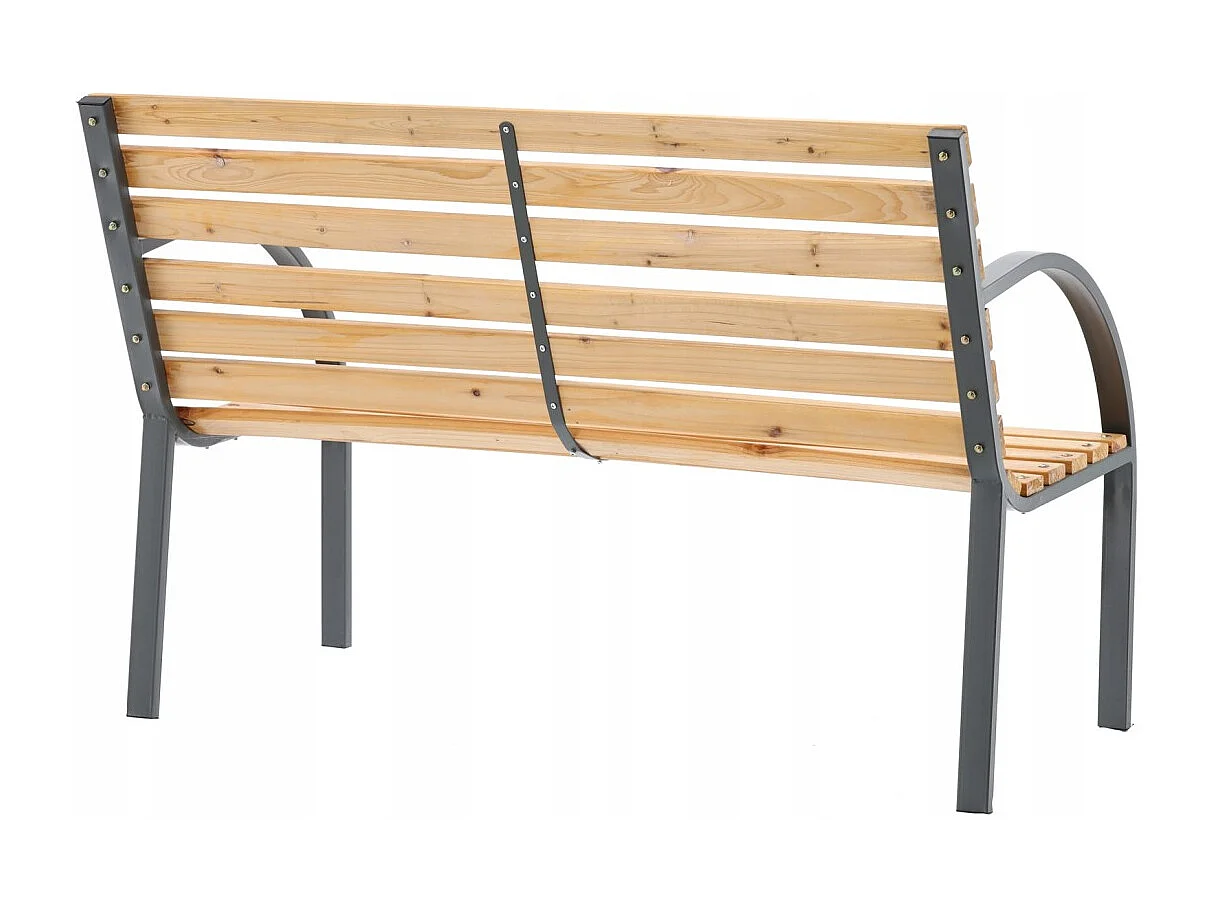 Panchina da giardino BANCO 120 cm legno e acciaio grigio resistente esterno