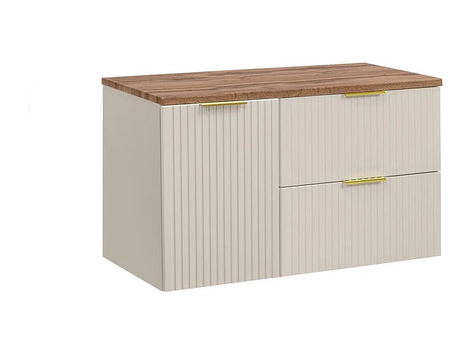 Ensemble de salle de bains NOXERA 100 cm – Marron congo et chêne wotan – plan pour vasque