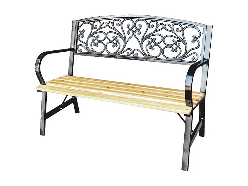 Panchina da esterno FERONA 120 cm legno e acciaio nero stile classico