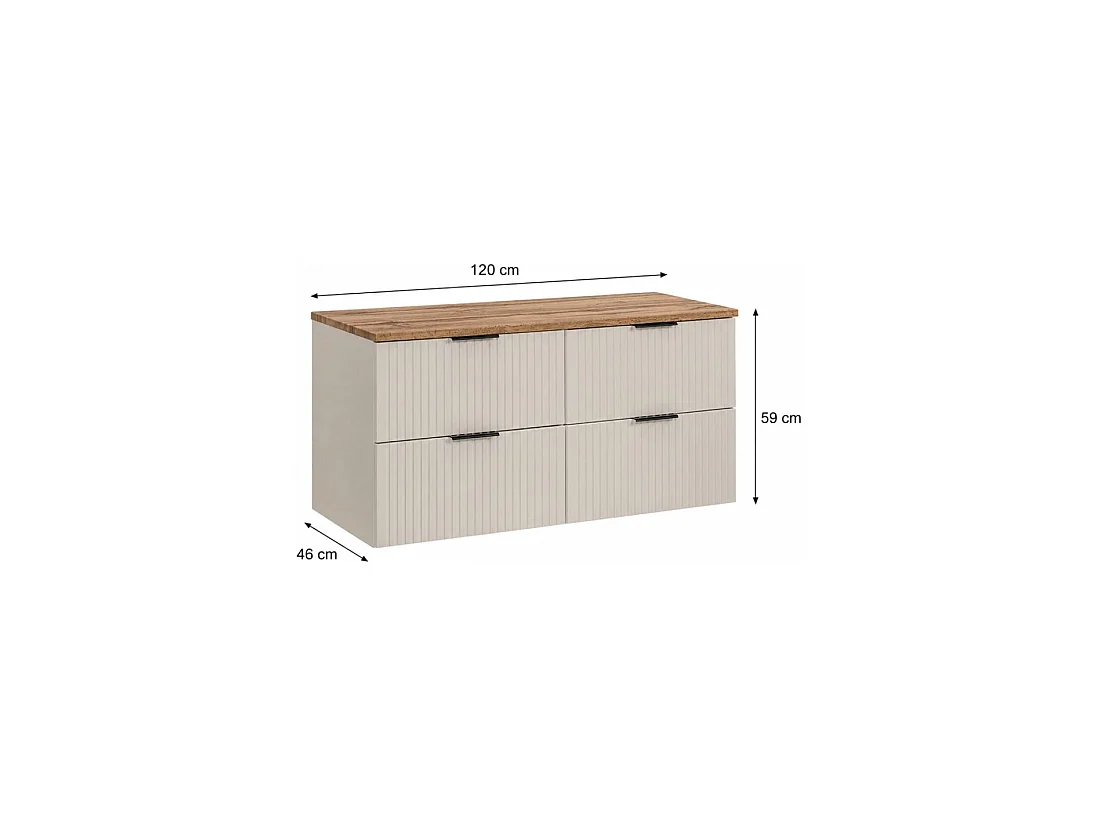Set da bagno NOXERA 120 cm – Marrone Congo – piano per lavabo