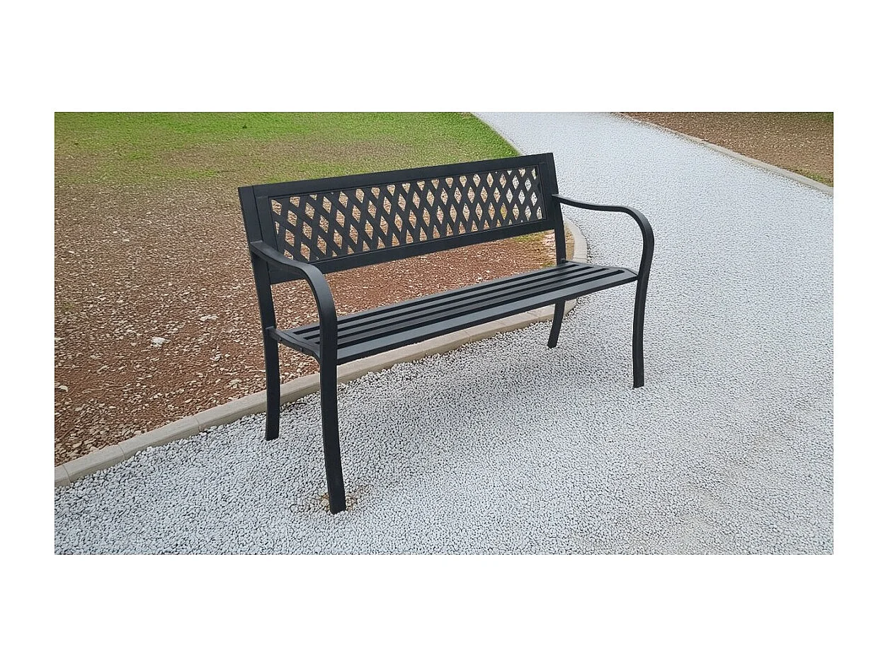 Panchina da esterno FERONA 125 cm in acciaio nero design per giardino e terrazza