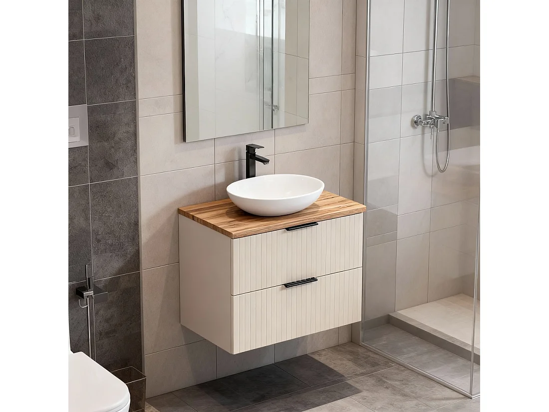 Ensemble de salle de bains NOXERA 60 cm – Marron congo & wotan – plan pour vasque