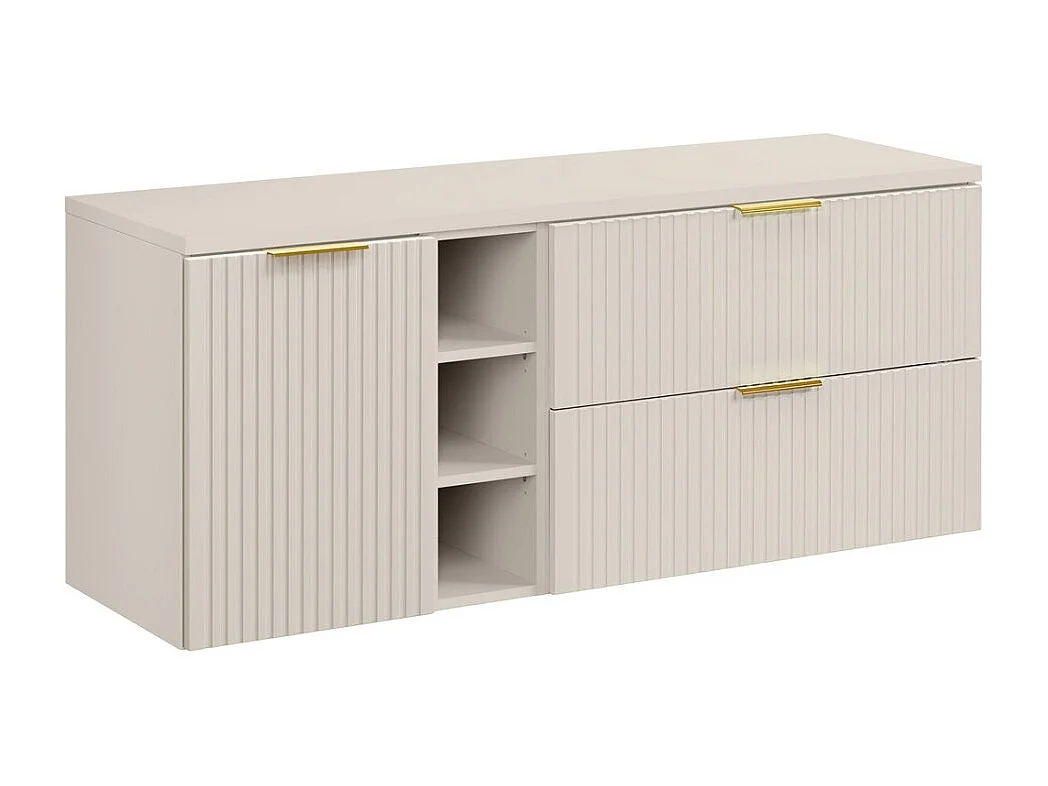 Ensemble de salle de bains NOXERA 140 cm – Marron congo – plan pour vasque + 4 tiroirs + 2 niches