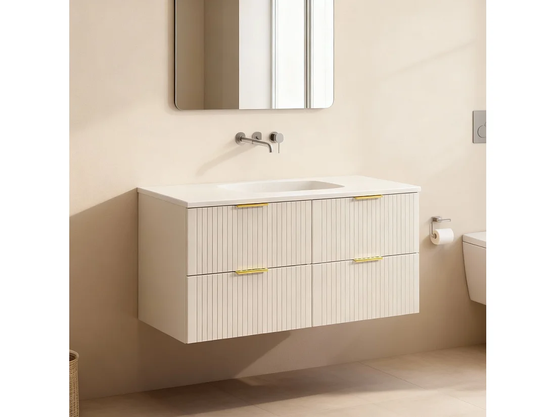 Conjunto para baño NOXERA 120 cm – Marrón Congo – Mueble 4 cajones + encimera para lavabo
