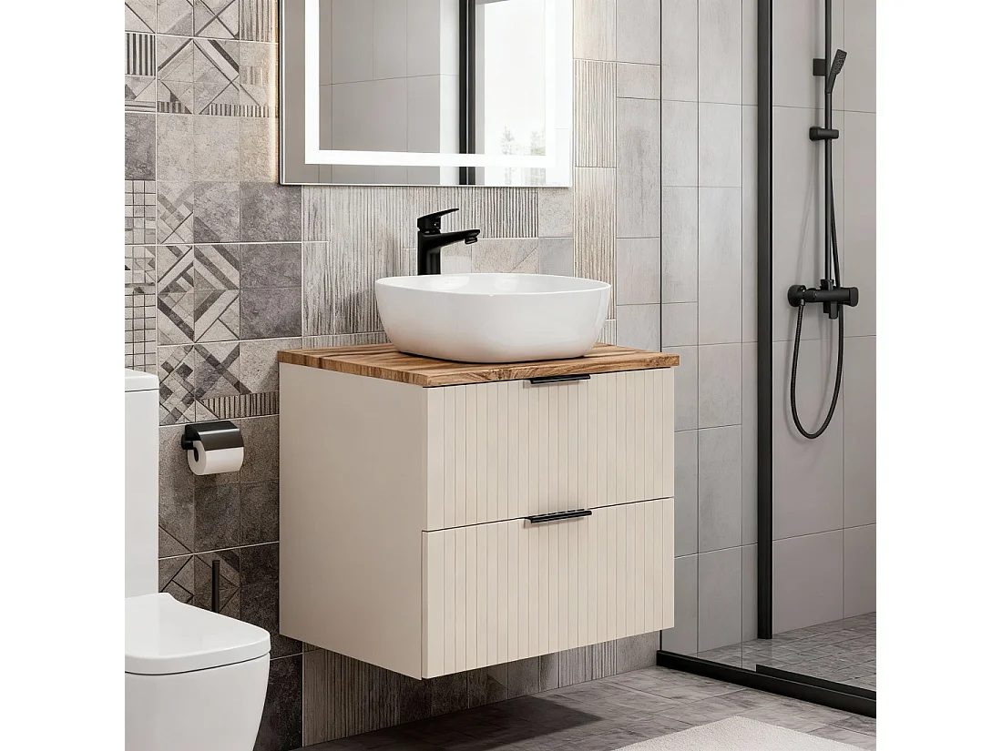 Ensemble de salle de bains NOXERA 60 cm – Marron congo & wotan – Vasque en céramique