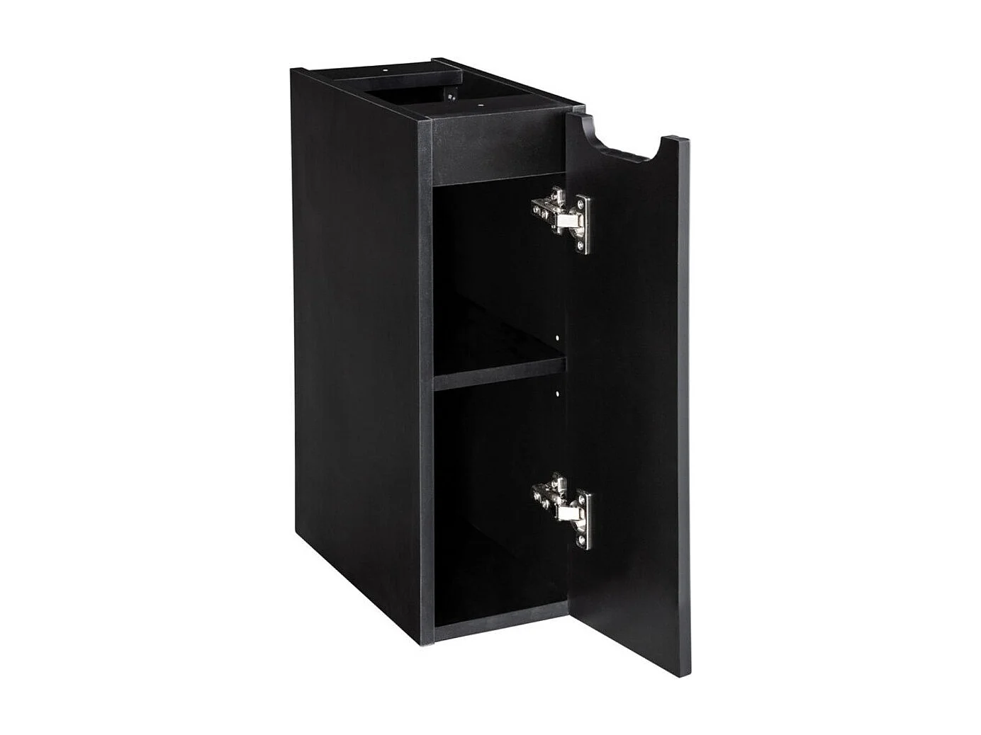 Ensemble de salle de bain suspendu VANO chêne clair et noir 120cm : meubles sous vasque à tiroirs et placards + plan pour vasque