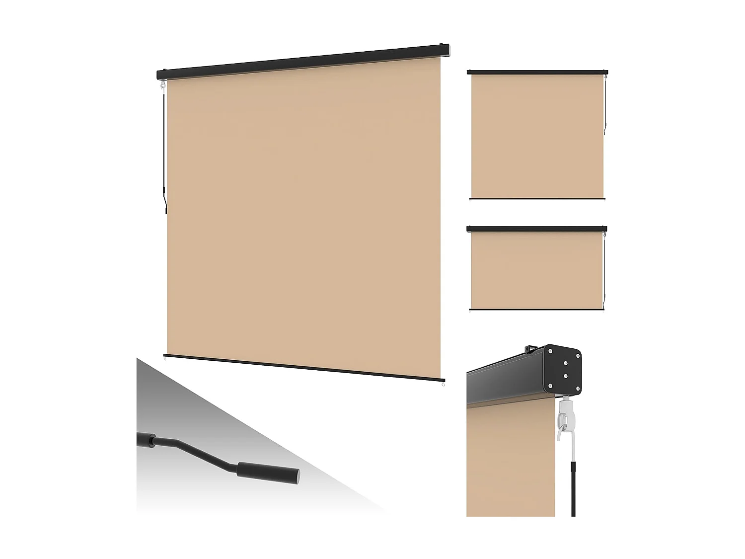 YODOLLA Toldo vertical 180x250cm, Toldo vertical extensible con manivela, Protección solar resistente al clima para jardín y balcón, Beige