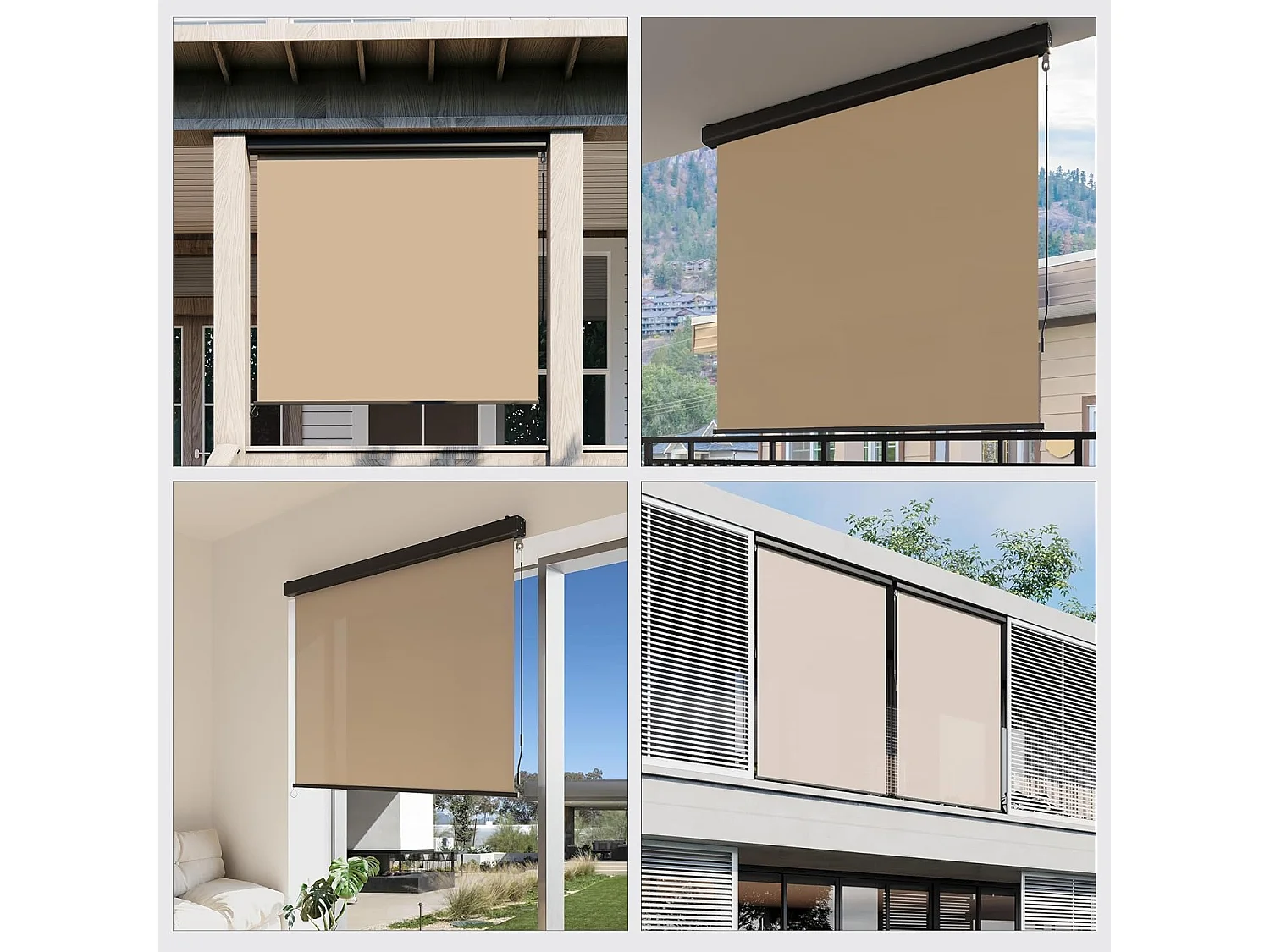 YODOLLA Toldo vertical 180x250cm, Toldo vertical extensible con manivela, Protección solar resistente al clima para jardín y balcón, Beige