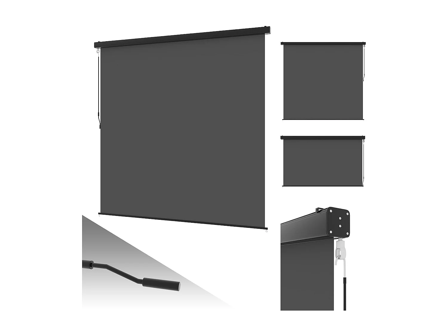 YODOLLA Toldo Vertical 140x250cm, Extensible Con Manivela, Protección Solar Resistente A La Intemperie Para Jardín Y Balcón, Gris