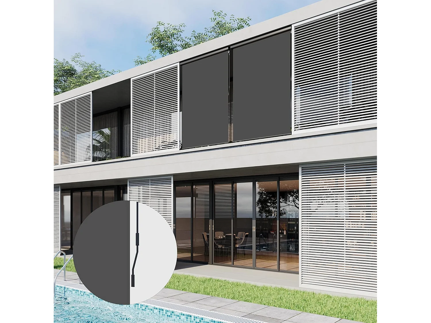 YODOLLA Toldo Vertical 140x250cm, Extensible Con Manivela, Protección Solar Resistente A La Intemperie Para Jardín Y Balcón, Gris