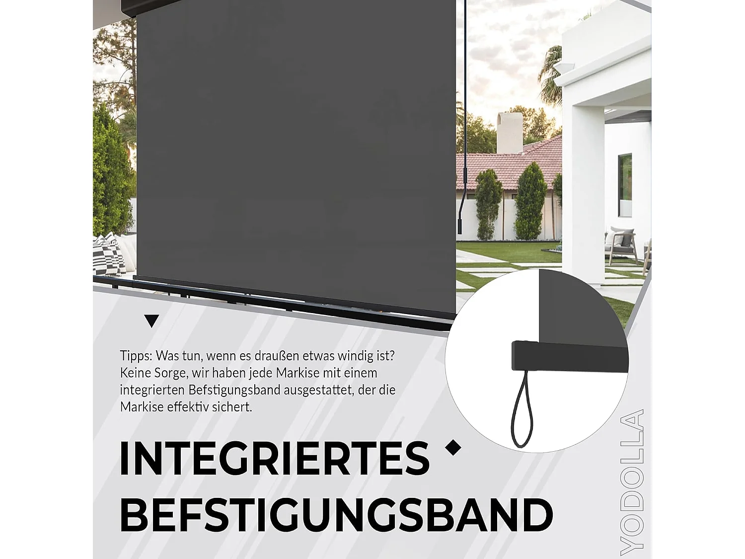 YODOLLA Toldo Vertical 140x250cm, Extensible Con Manivela, Protección Solar Resistente A La Intemperie Para Jardín Y Balcón, Gris