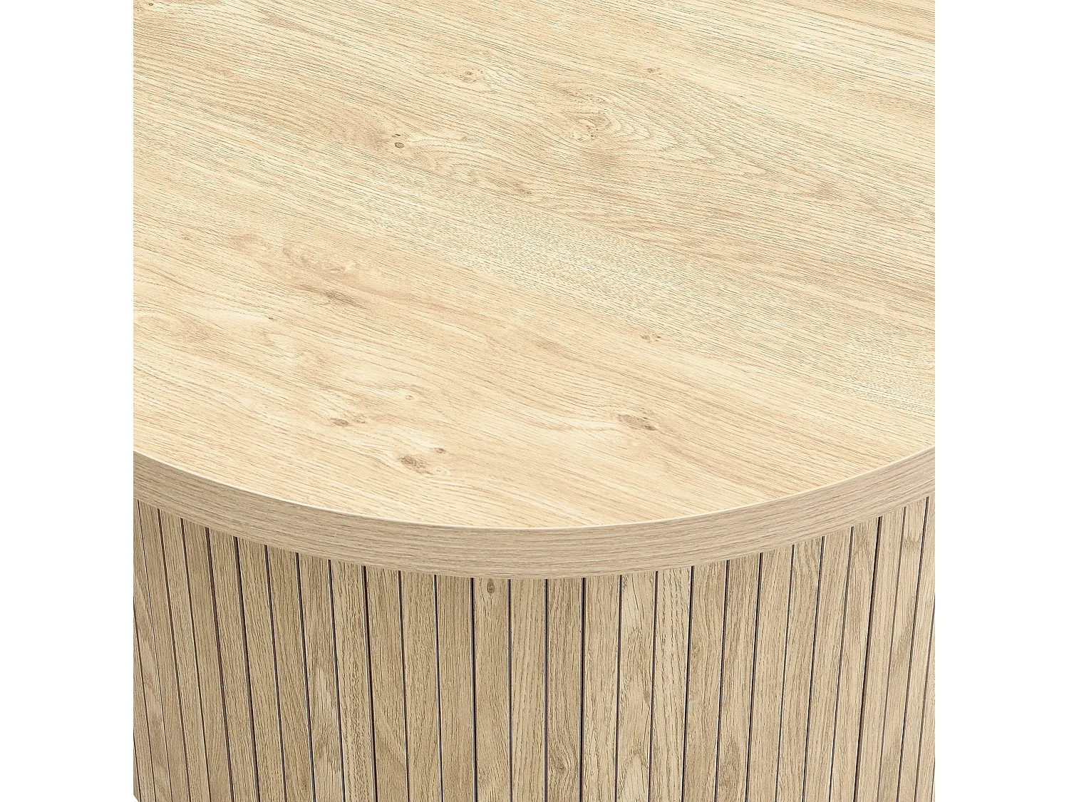 Ensemble de 2 tables basses rondes – Table basse et table d’appoint avec lattes en bois naturel, multifonctionnelle pour salon