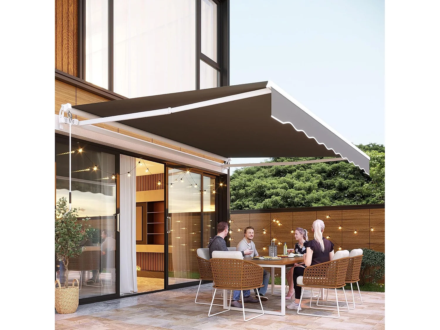 YODOLLA Toldo Brazo Articulado 400x250cm, Manual Con Inclinación (40-90°), Marco Aluminio, Resistente UV, Para Balcón & Terraza, Gris