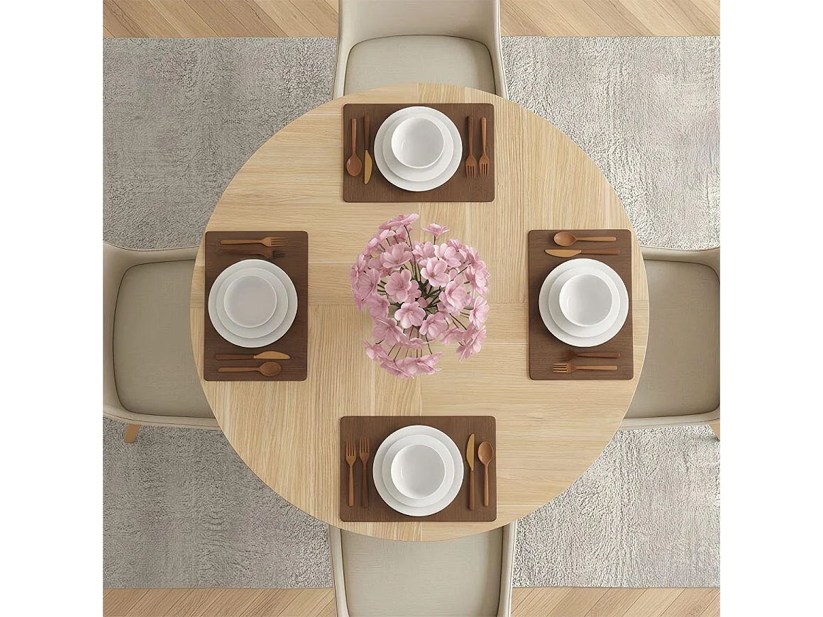 Table Ronde Rustique en Bois 120 cm– Table à Manger pour 4-6 Personnes, Style Naturel Marron pour Salle à Manger, Cuisine et Salon, 120x120x78 cm