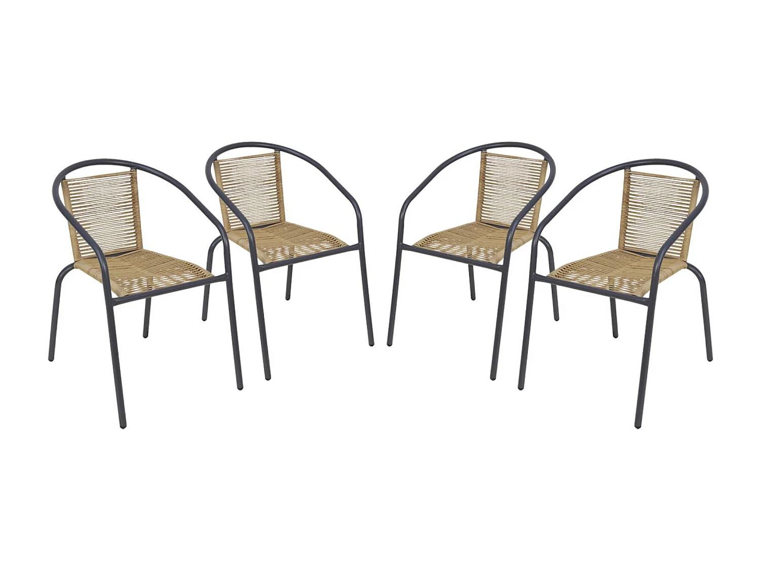 Sillón de jardín de resina natural, set de 4 antracita