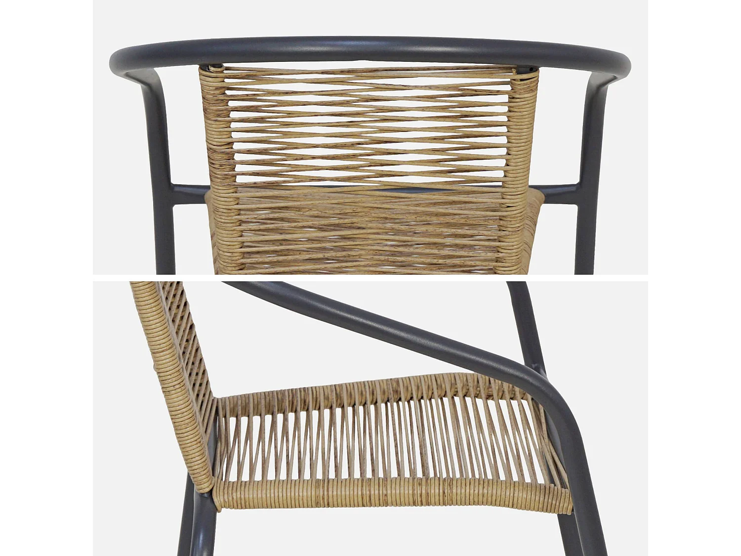 Sillón de jardín de resina natural, set de 4 antracita