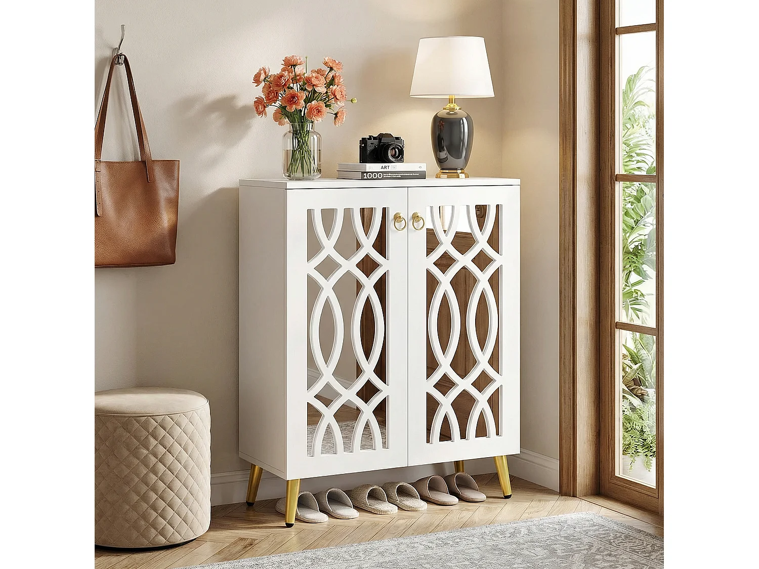 Meuble à Chaussures Grande Capacité 25 Paires– Armoire Étagère avec Portes, Rangement pour Entrée et Couloir, Design Blanc Épuré, 75x35x100 cm