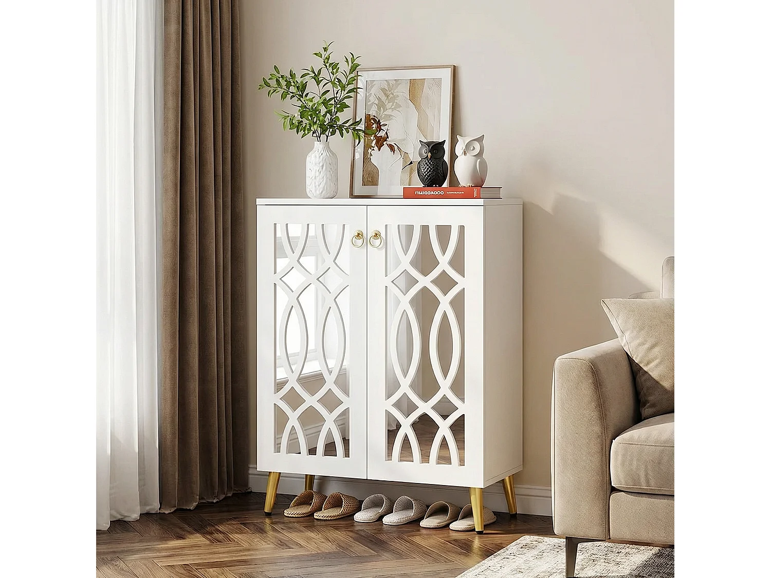 Meuble à Chaussures Grande Capacité 25 Paires– Armoire Étagère avec Portes, Rangement pour Entrée et Couloir, Design Blanc Épuré, 75x35x100 cm