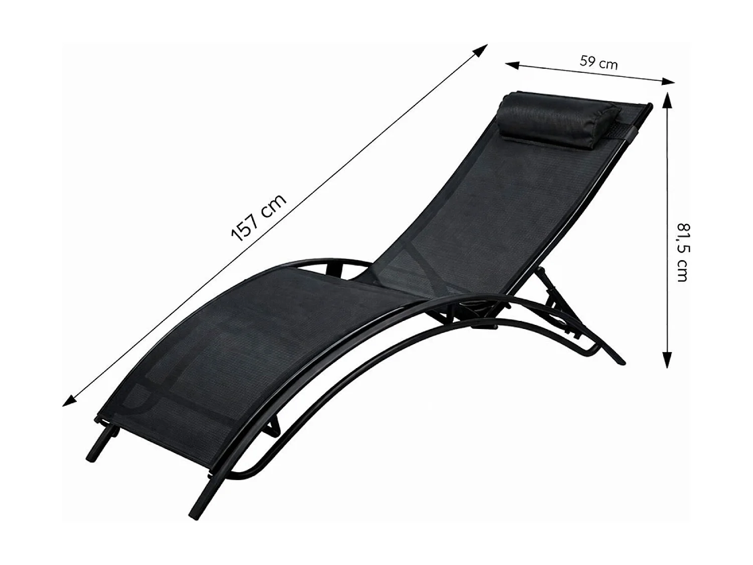 Lot de 2 transats ajustables noir CALI